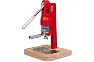 SUPERKOP Espresso & Coffee Maker, Manual Espresso Tool & Machine - Portable, Maintenance Free, Retro Stylish Design, Commercial & Home Purposes - 18 gr Espresso Capacity, Non-Electric - Red