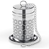 Reinmoson Tea Strainers for Loose Tea, Extra Fine Mesh Tea Infuser, 304 Stainless Steel & Updated Slim Threaded Lid, Loose Le