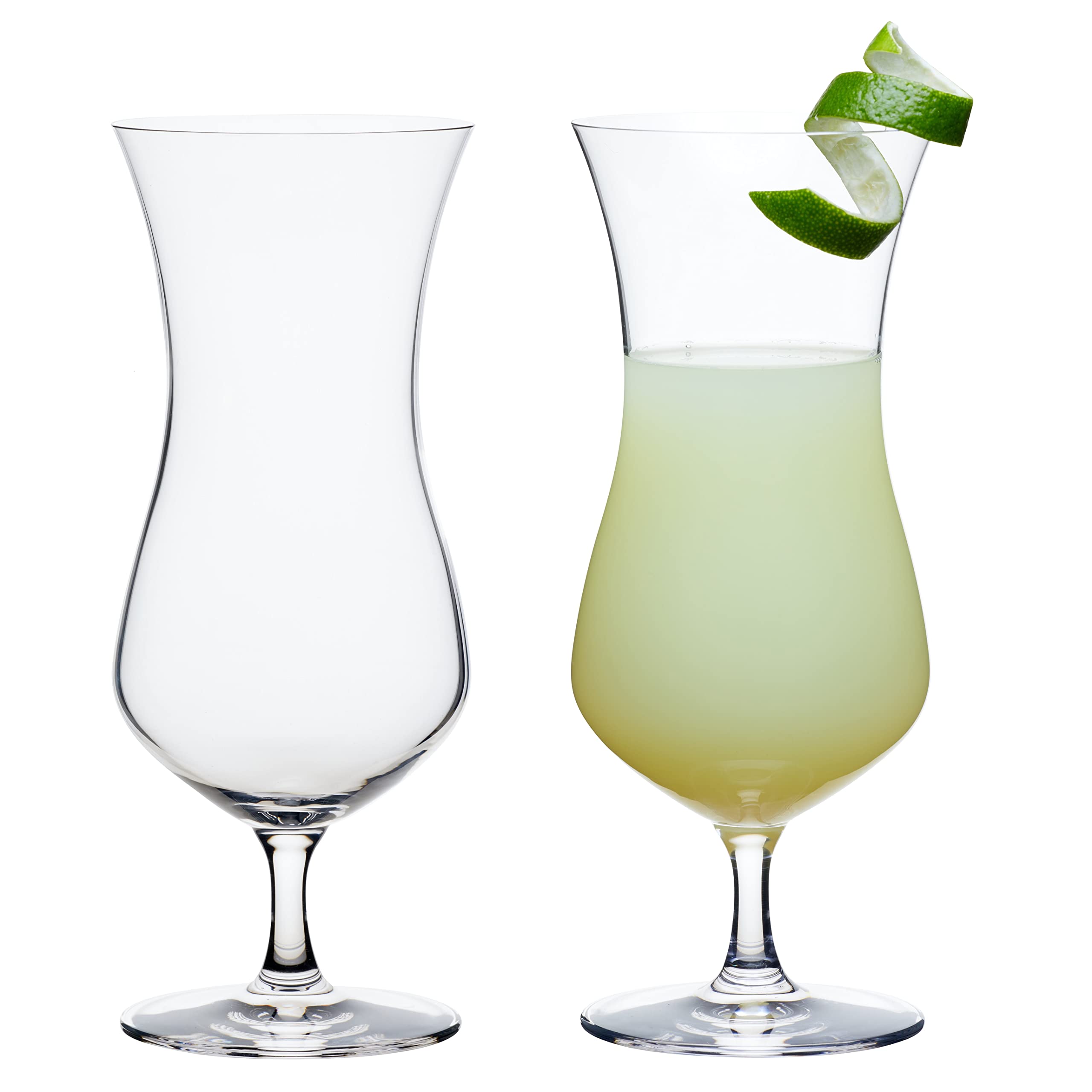 Muldale Crystal Pina Colada Glasses Set of 2 530ml - Tall Cocktail Hurricane Glasses - Premium Crystal Pina Colada Gift Set Made in Europe - Gift Boxed - Large Mojito Glasses