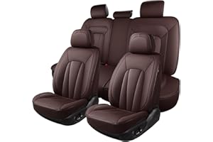 CarLuxor Leather Car Seat Covers,Brown Seat Covers for SUV,Sedans and Trucks,Waterproof and Breathable Automotive Front and Rear Seat Covers,Luxury Car Seat Protectors,Universal Car Seat Cushions