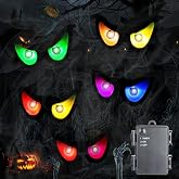 iShabao Halloween Spooky Eyes Lights, RGB Color Changing Flashing Eyes | Battery Operated, Timer, Lighted Up Peeping Eyeball Halloween Decorations Lights for Indoor Outdoor Party Garden Window Decor