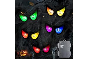iShabao Halloween Spooky Eyes Lights, Battery with RGB Color Changing Flashing Eyes, Lighted Up Peeping Eyeball Halloween Decorations Lights for Indoor Outdoor Party Garden Window Decor
