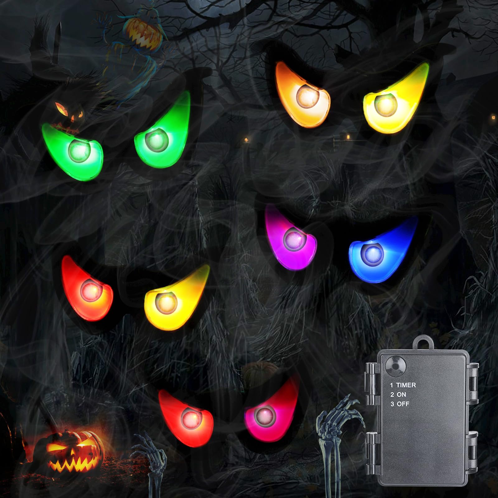 Photo 1 of iShabao Halloween Spooky Ghost Eyes Lights, Battery with RGB Flashing Eyes, Lighted Up Eyeball Halloween Decorations Lights for Indoor Outdoor Room Party Garden Graveyard Carnival Decor
