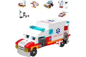 Vilbocr Ambulance Building Blocks Toy (122 Pieces) – 7 in 1 Emergency Vehicle Set, STEM Learning Creative Play, DIY Construction Toy for Kids Ages 6-12, Gift for Boys & Girls