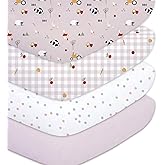 Plushii 4 Pack Fitted Crib Sheets for Baby Girls, 28"x 52" Extra Soft Microfiber Crib Sheet Set for Standard Crib & Toddler Mattress Pad,Pink Sheep