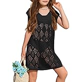 Girls Hollow Out Knitted Swimsuit Cover Up Kids Fashion Split Hem Coverups Beach Dress 7-14 Years