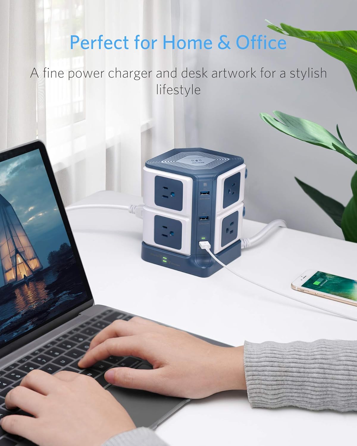 USB Power Strip with Wireless Charger BESTEK 8-Outlet Surge Protector and 40W 6-Port USB Charging Dock Station,1500 Joules,ETL Listed,Dorm Room Accessories: Electronics