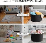 Maliton Black Basket 50x33 cm Large Foldable Laundry Hamper 68L with Handles view 4