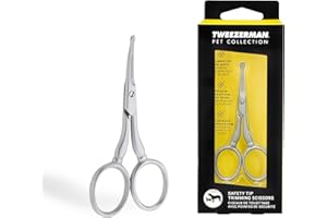 Tweezerman Pet Grooming Scissors, Stainless Steel Rounded Tip Trimming Shears for Dogs and Cats