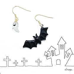 drop.ハロウィン おばけ×こうもりピアス