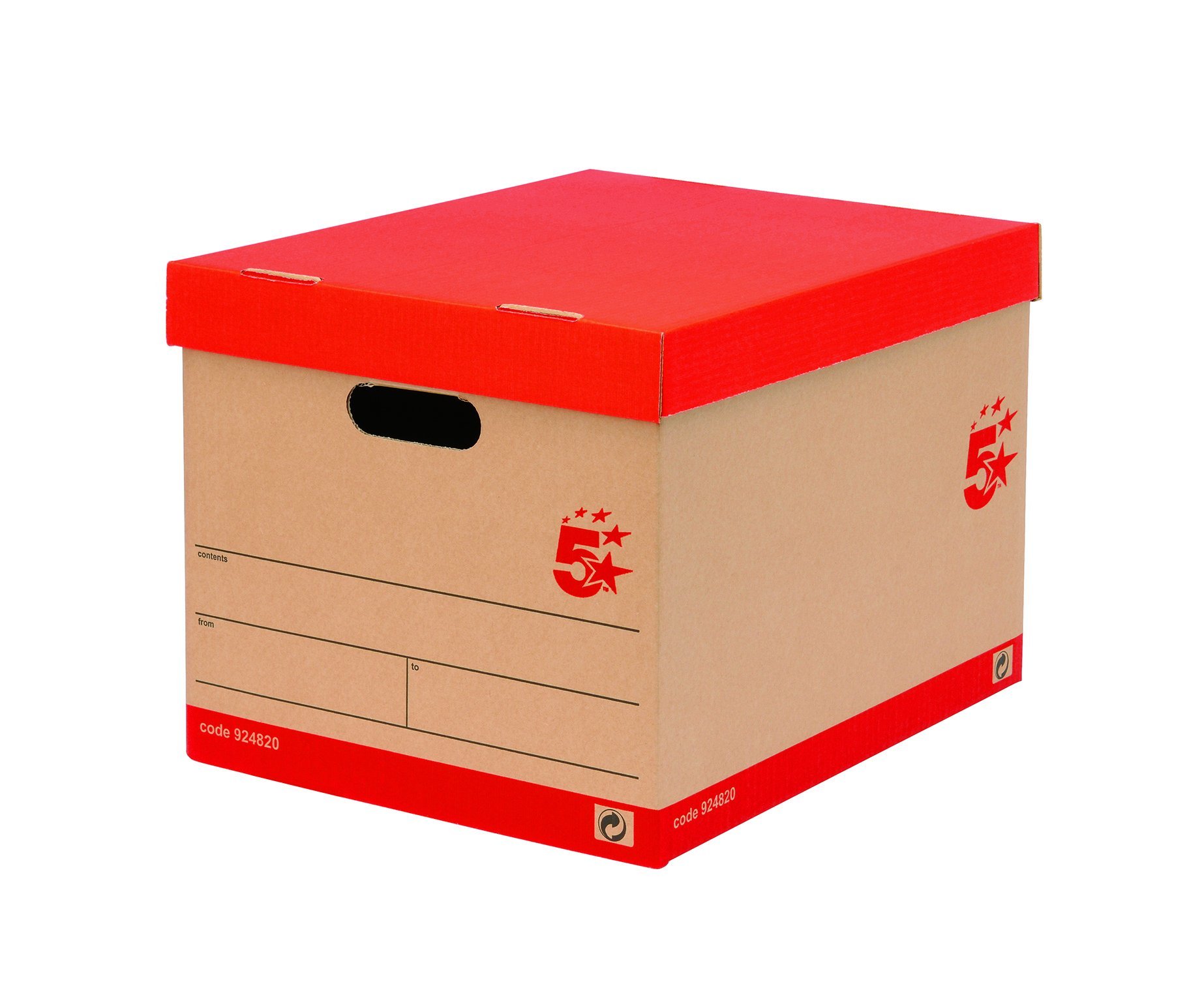 5 Star Office Storage Box for 5 A4 Lever Arch Files Red on Brown [Pack 10]