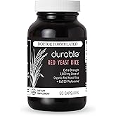 Durable RED Yeast Rice – Organic 1,600 mg Extra Strength + CoQ10 Phytosome – Supports Healthy Cholesterol, Heart, Lipids & Circulation – Doctor Formulated, Non-GMO, Vegan, Made in USA (60 Capsules).