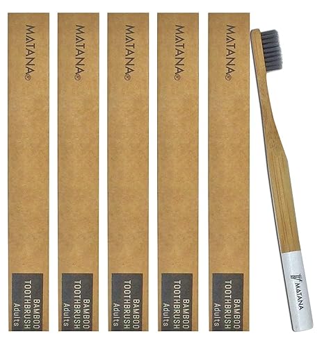 Bambus Zahnbürste für Erwachsene – natürliche Zahnaufhellung mit Aktivkohle Naturborsten – ökologisch und biologisch abbaubar