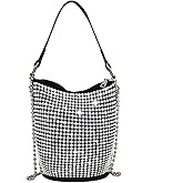 Bydenwely Rhinestone Rivets Bling Bucket Hobo Bag Chic Evening Purse Women Clutch Crossbody Mini Tote for Prom Party