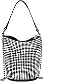 Bydenwely Rhinestone Rivets Bling Bucket Hobo Bag Chic Evening Purse Women Clutch Crossbody Mini Tote for Prom Party