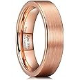 King Will Basic Gold/Rose Gold/Brown Plated Tungsten Wedding Band for Men/Women, 2mm/4mm/6mm/8mm/10mm/12mm Width Band Rings, Pipe Cut Matte Brushed Finish Cigar Band Ring Comfort Fit