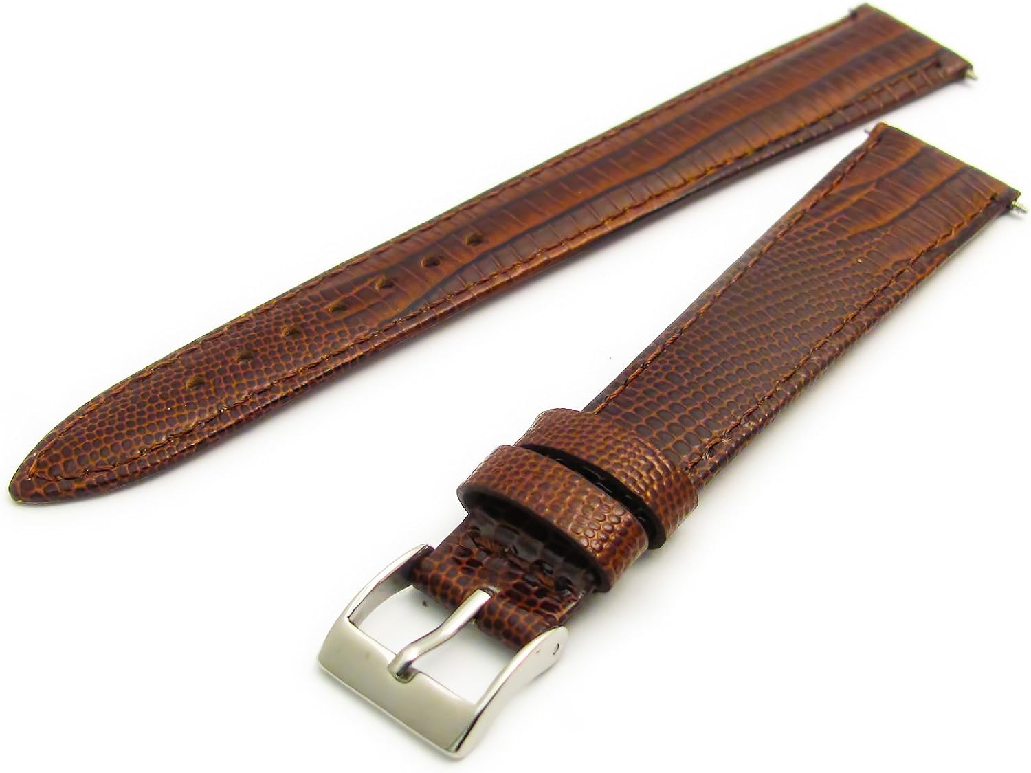Extra Long XL Men's Leather Watch Strap Band Lizard Grain (Flat Profile