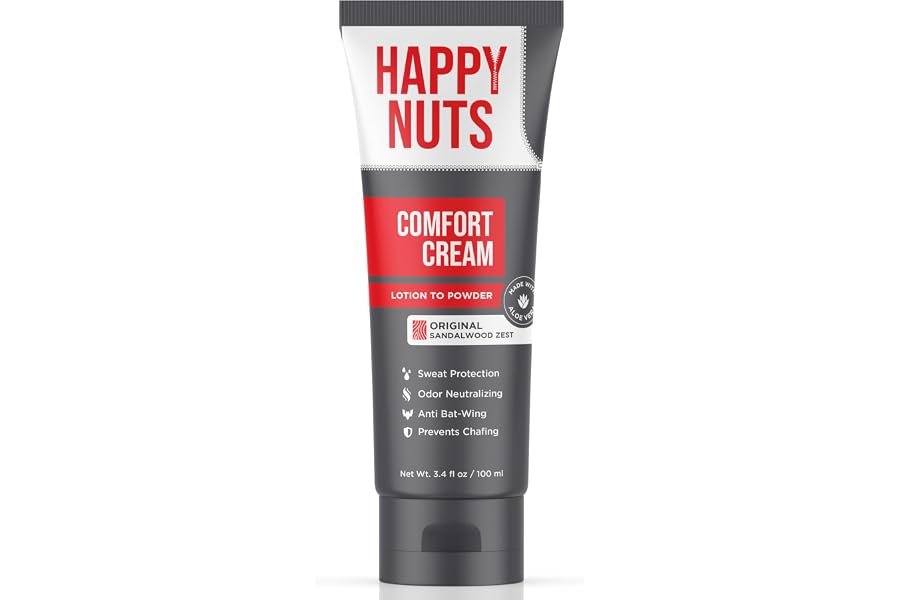 HAPPY NUTS Comfort Cream Deodorant For Men: Anti-Chafing Sweat Defense, Odor Control, Aluminum-Free, Travel Essential, Mens D