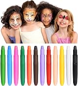 URAQT Face Paint Marker 12 Colors Body Crayons Kit Non-Toxic Kids view 9