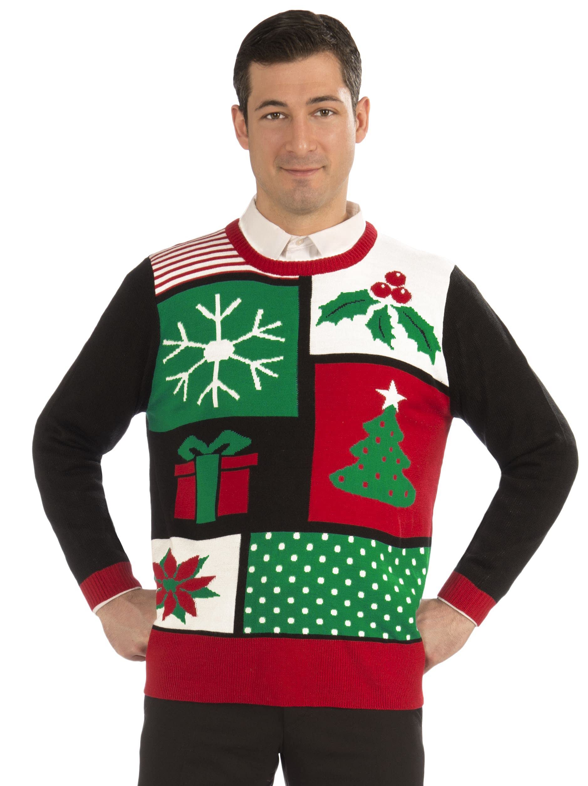 Forum Novelties Men's Jolly Holiday Ugly Christmas Sweater Adult Sized Costumes, Medium