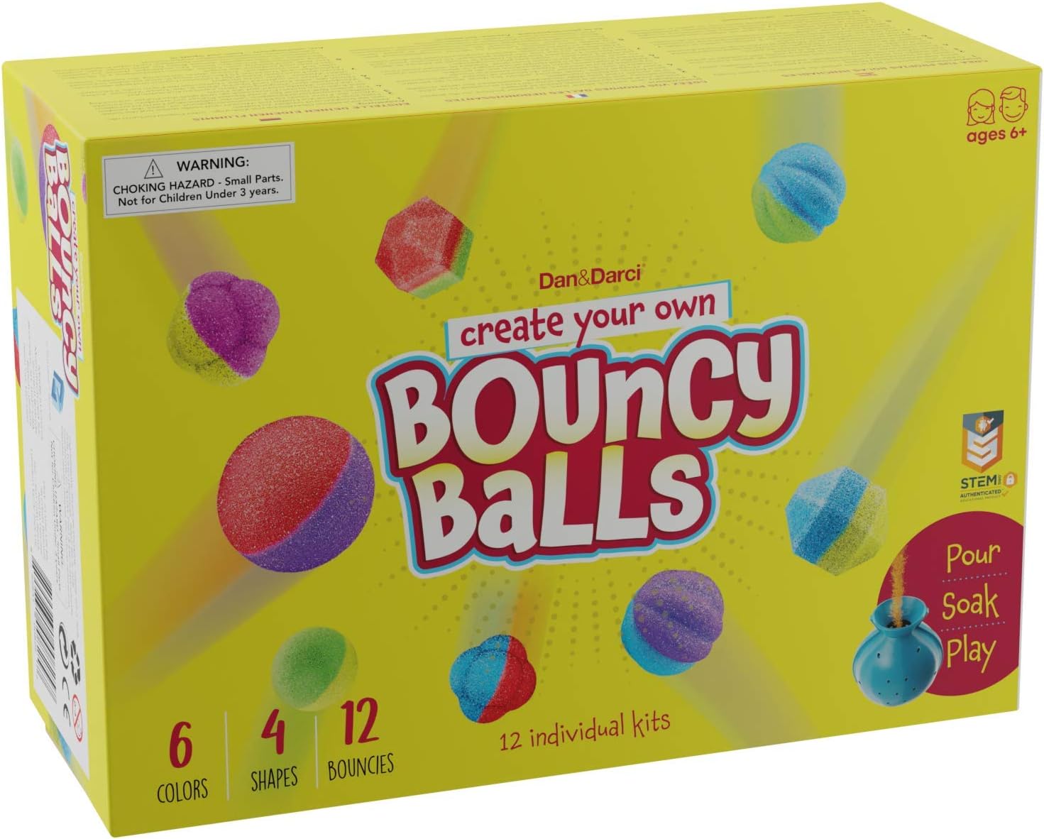 Make Your Own Bouncy Ball Kit - 12 Individual Kits - Science Party Favors - Cool Birthday Parties Activities for Kids - Create 12 Balls - Fun DIY Arts and Crafts for Kids Bulk - STEM Craft Projects: Toys & Games