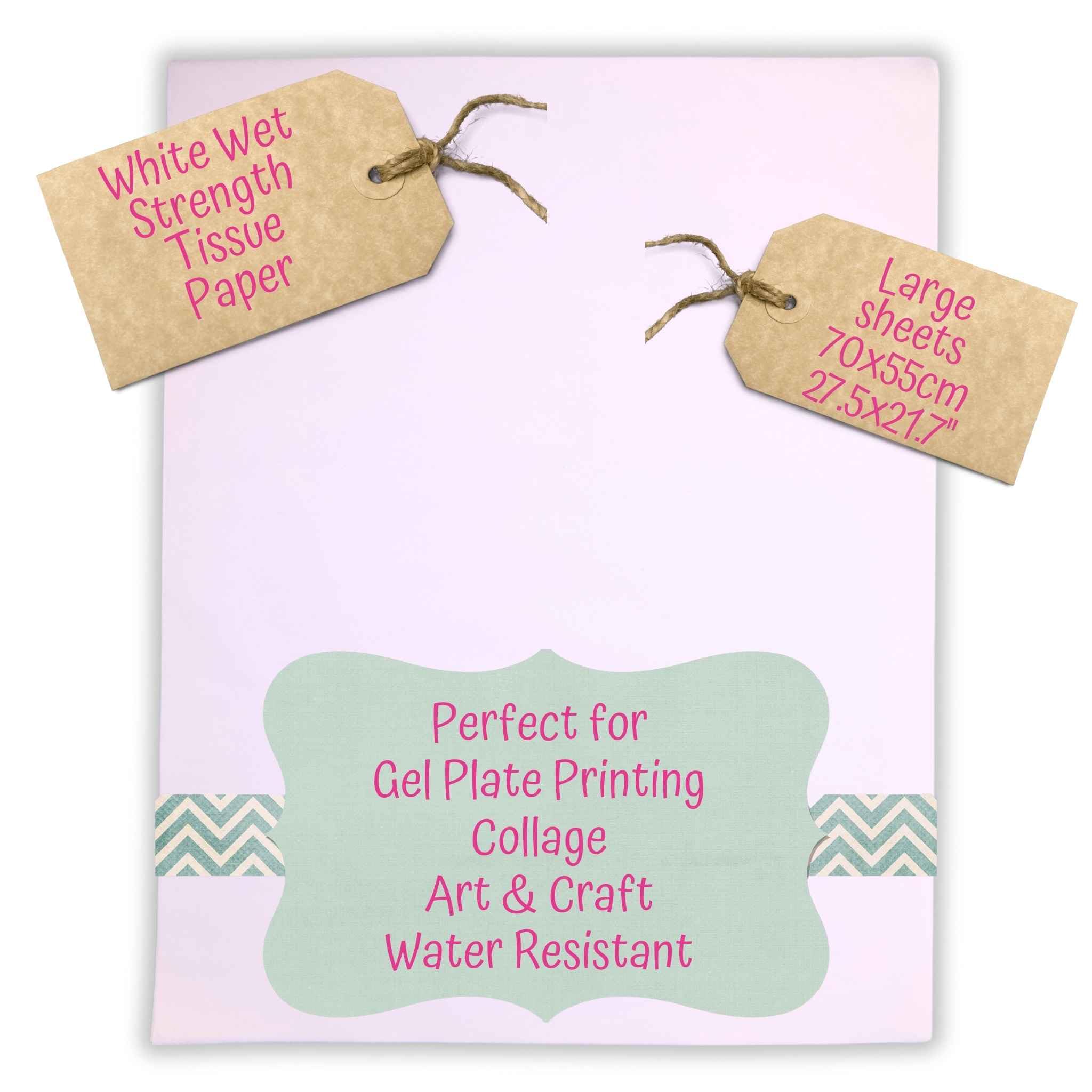 Carnival Papers Wet Strength White Tissue Paper 480 Sheets Alternative to Deli Paper for Model Making, Gel Plate Printing, Mixed Media Crafts etc Resistant to Tearing When Wet