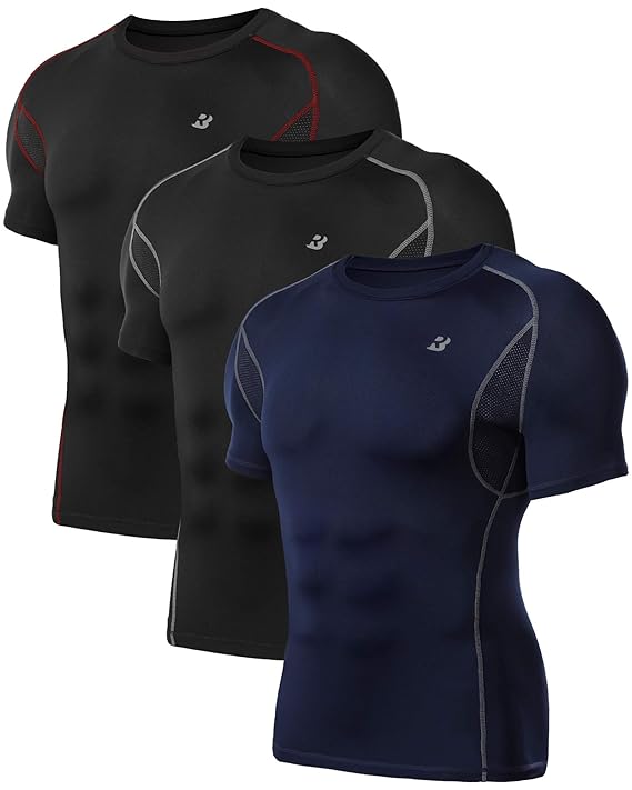 Buy Roadbox Compression Shirts for Men 3 Pack Underarm Mesh Workout Gym