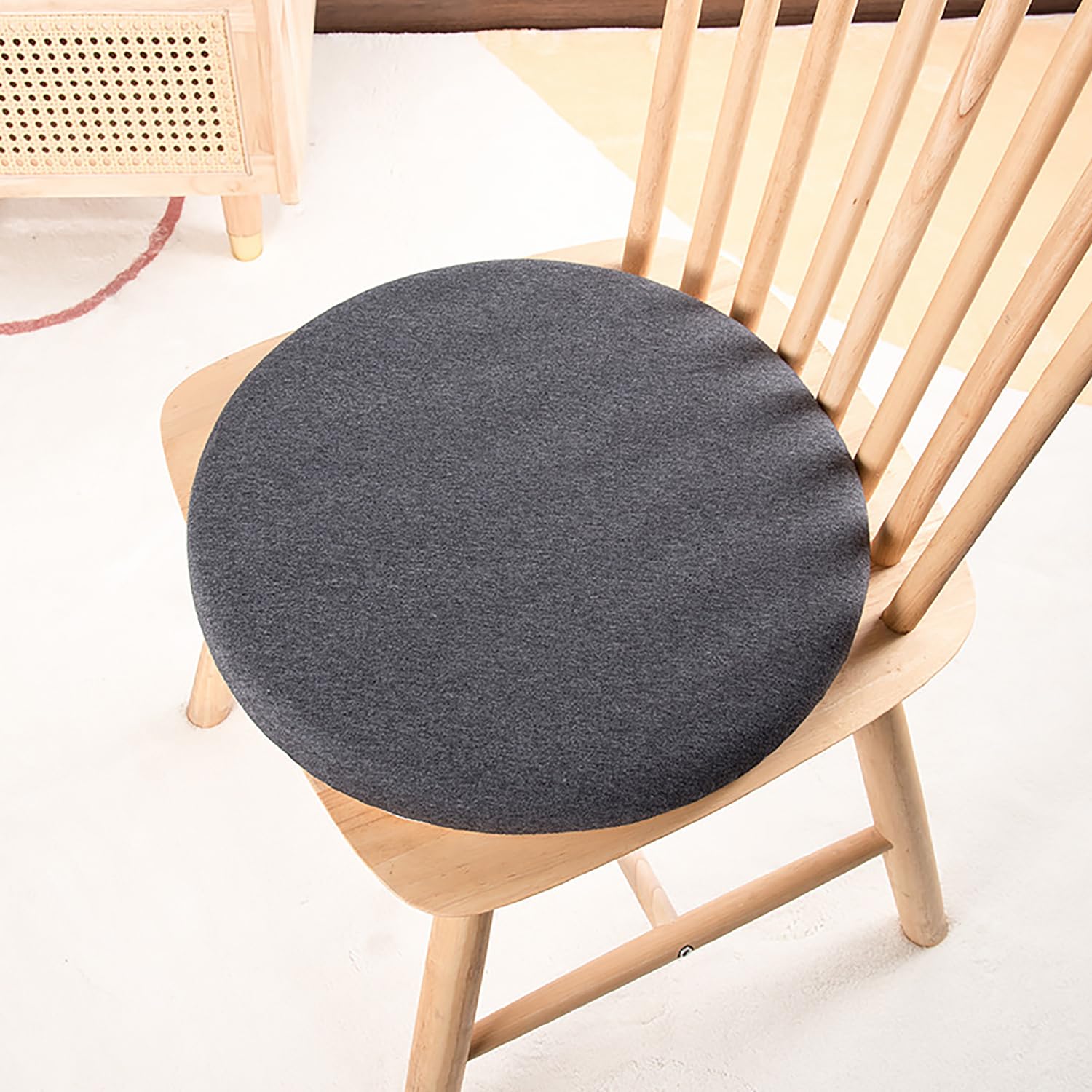 Photo 1 of 14" Circle Stool Pad Anti Slip Round Memory Foam Chair Cushion with Removable Cover Circle Chair Seat Cushion for Kitchen Dining Chairs Grey