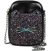 Sparkly Girls Purse and Birthday Gifts for Youth Girls Teens and Kids, Small Kawaii Cat Purse and Kitty Bag Crossbody | Aged 8-25, Roomy Fit Phone, Zipper Closure, Comfy Wear