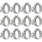 OURU 12Pack 1.5 Inch T Bolt Hose Clamp,304 Stainless Steel Heavy Duty Hose Clamp,Adjustable 44-51mm Radiator Hose Clamps for 