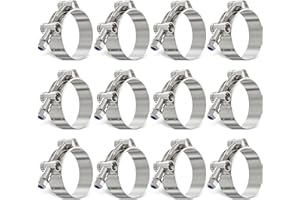 OURU 12Pack 1.5 Inch T Bolt Hose Clamp,304 Stainless Steel Heavy Duty Hose Clamp,Adjustable 44-51mm Radiator Hose Clamps for 