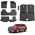 GALVAGNITE Floor Mats for 2018-2024 2025 Volkswagen VW Atlas 7 Seats(Not for Cross Sport), All Weather TPE Trunk Mat Cargo Liner with Backrest Mat for Atlas Accessories
