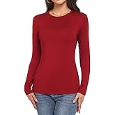 Long Sleeve Shirts for Women Crew Neck Lightweight Slim Fit Fall Going Out Tops Underscrub Winter Clothes