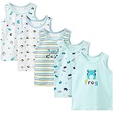 1-10 Years Toddler Boys Tank Soft Cotton Sleeveless Undershirt Kids Breathable Soft Tank Tops 5 Pack