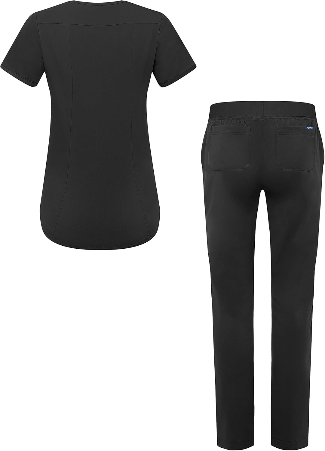 Adar Pro Core Classic Scrub Set for Women - Tailored V-Neck Scrub Top & Tailored Yoga Scrub Pants: Clothing