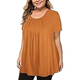 MANER Women's Plus Size Tops Short Sleeve Flowy Shirts Casual Blouses Tunic Tops L-4XL
