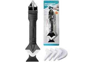 3 in 1 Silicone Caulking Tools, Glass Glue Angle Scraper, Stainless Steelhead Caulk Remover and Sealant Scraper, for Kitchen 