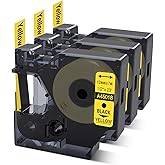 COLORWING Compatible DYMO D1 Label Tape Black on Yellow 45018 S0720580 Replace for DYMO Label Maker Refill D1, 1/2 Inch x 23 Ft, for Dymo LabelManager 160 420P 210D 280 360D PnP, 3-Pack