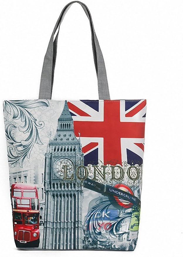 London British Flag Women's Large Cotton Canvas Tote Bag Handbags Top-Handle Bags Shoulder Shopping Bags