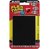 Flex Tape Mini Rubberized Waterproof Patches, Black, 3 in x 4 in, 1-Pack | Pre-cut patches, 2 per pack, patch, bond, seal, repair, works underwater, strong adhesive, pipes, gutters, drains, RV, boats