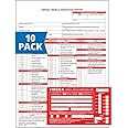 J. J. Keller 10-Pack, Annual Vehicle Inspection Report Form & Red FMCSA Label Aluminum, 3-Ply Carbonless Form, DOT Compliant