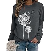 BANGELY Womens Dandelion Sweatshirt Hope Love Floral Graphic Shirt Casual Crewneck Tee Loose Long Sleeve Pullover Tops