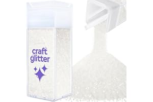 Hemway Craft Glitter Shaker 130g / 4.6oz Glitter for Arts, Crafts, Resin, Tumblers, Nails, Painting, Decoration, Festival, Cosmetic, Body - Microfine (1/256" 0.004" 0.1mm) - White Iridescent