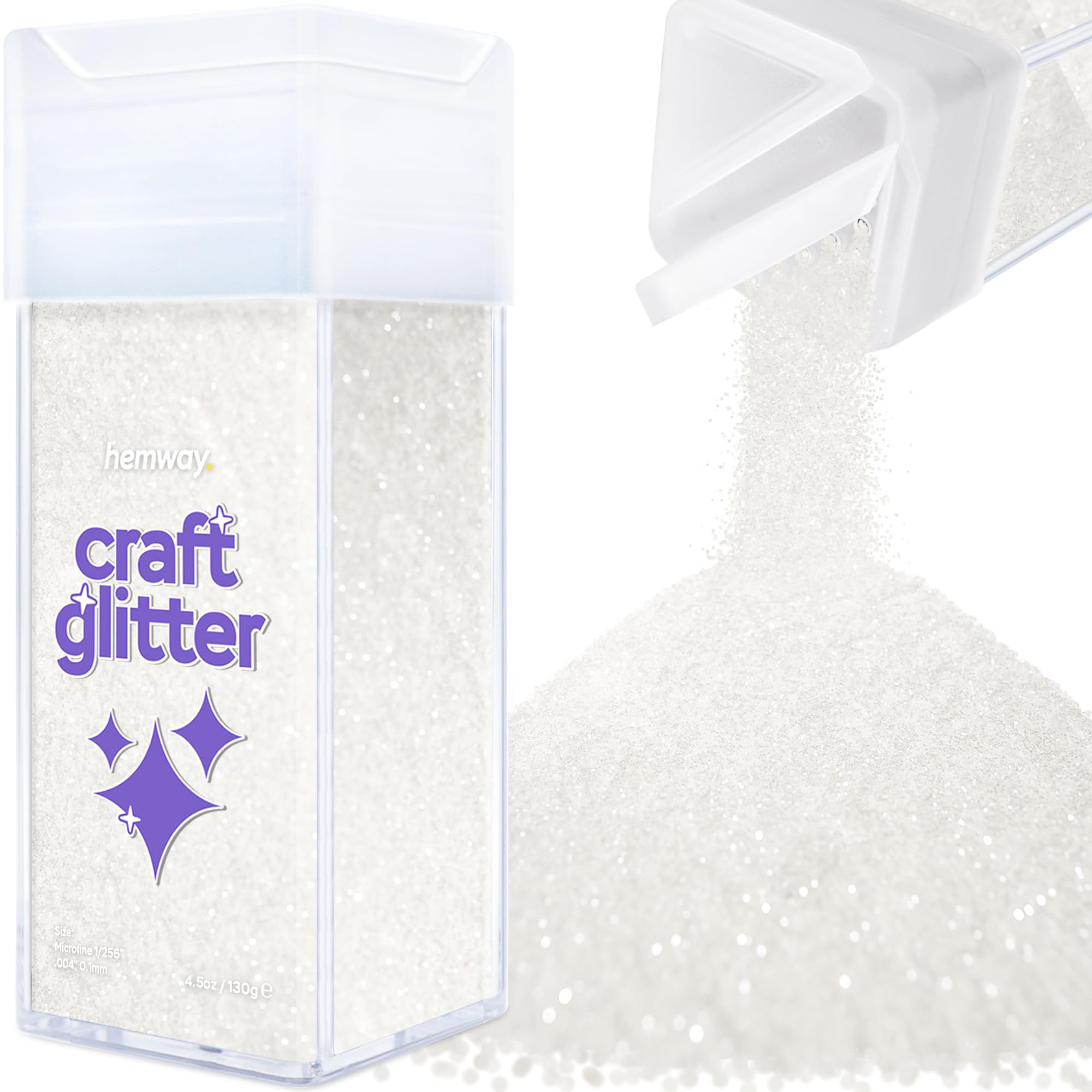 Hemway Glitter Shaker White Iridescent 110g Microfine, Craft Glitter Shaker for Resin & Epoxy Crafts, Christmas Art Supplies, Nail, Body, Face, Eye, Festival, Crafting, Slime, Sparkle