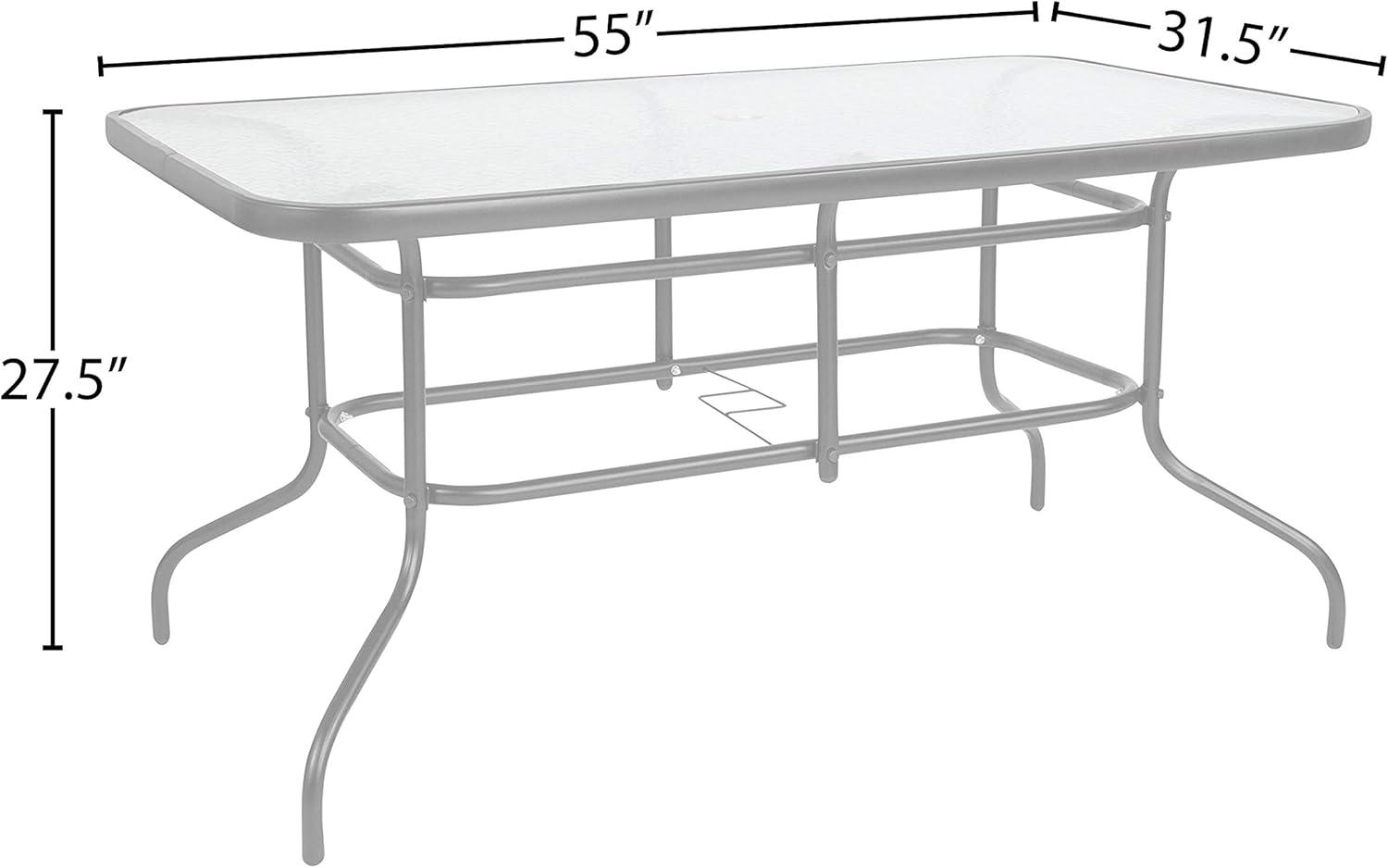 Flash Furniture 31.5" x 55" Rectangular Tempered Glass Metal Table : Garden & Outdoor
