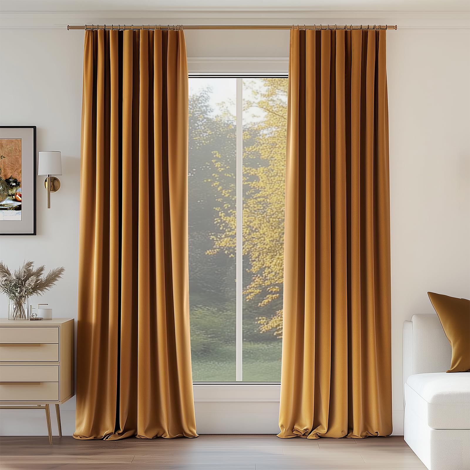 Photo 1 of [Look at live photo, slightly different] MYSKY HOME Living Room Curtains for Windows, Linen Look Texture Semi Sheers Boho Drapes Extra Long Floor Length Curtain Panels Soft Cotton Fabric, 50 x 108 Inch, Light Oatmeal, 2 PCs