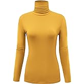 AUHEGN Women's Long Sleeve Lightweight Turtleneck Top Slim Fit Pullover T-Shirt (S-XXL)