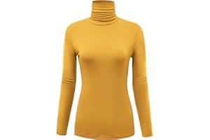 AUHEGN Women's Long Sleeve Lightweight Turtleneck Top Slim Fit Pullover T-Shirt (S-XXL)