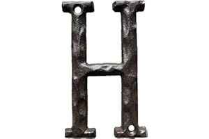 Jerrybaby 5 Inch House Letters, Rustic Cast Iron Metal Home Address Number & Letters/Unique Hammered Look, Letter H