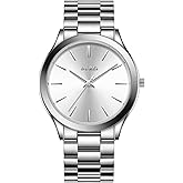 BUREI Men Watches Gifts for Men Fashion Stainless Steel Analog Quartz Waterproof Watches for Mens